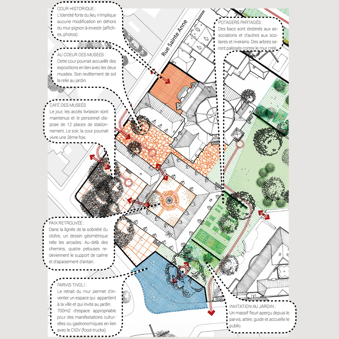 Zoom sur l'aménagement du parvis : le mur est démoli pour ouvrir sur la ville