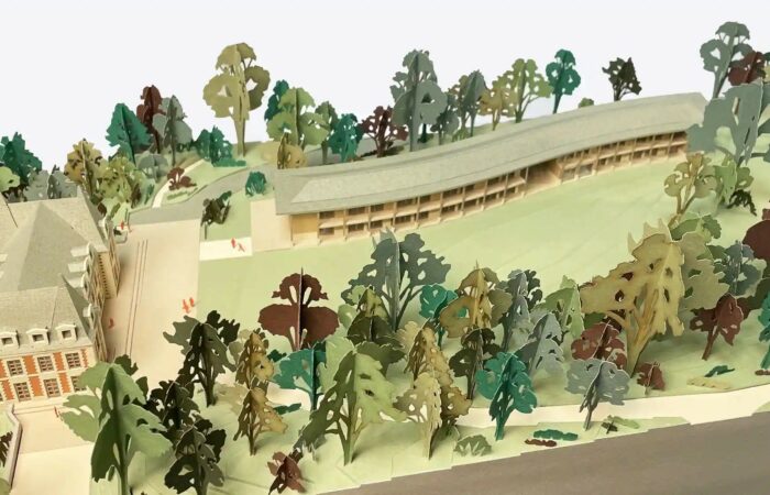 Implantation du futur Centre Thérapeuthique Résidentiel dans la clairière – maquette : Justine Baudier Implantation du futur Centre Thérapeuthique Résidentiel dans la clairière - maquette : Justine Baudier